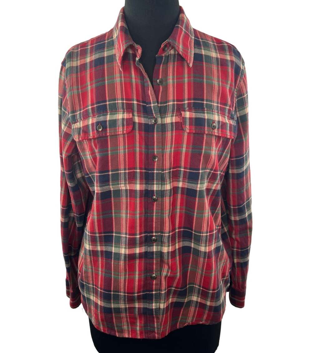 Lauren Ralph Lauren Multicolor Top Plaid Collared Pockets Classic Button Up M?